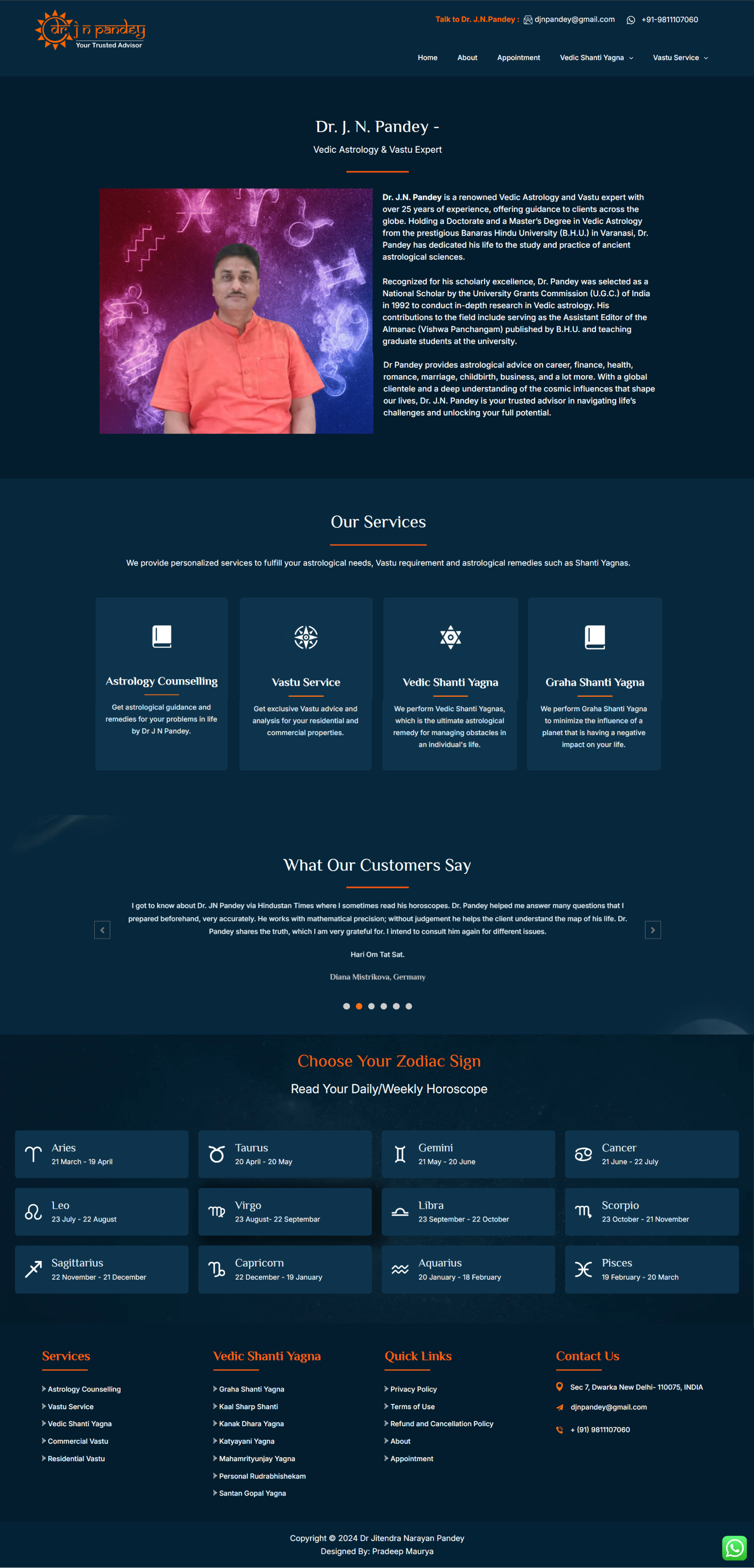 Astrology Jn Pandey Custom Website Design